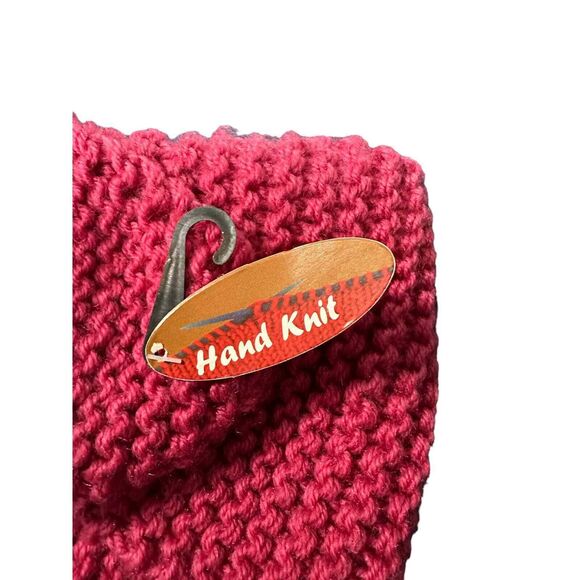 NYC Touch Hand Knit Raspberry Embellished Headband Winter Warm - Picture 4 of 4